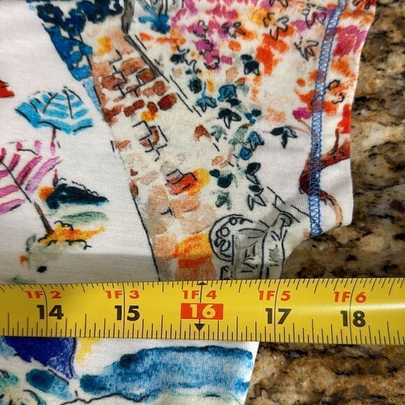 TINTA Lamia Knit V Neck French Sketch Tie Side T- Shirt Off White/Multi Size M - Picture 7 of 8